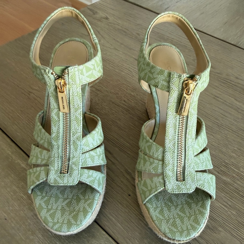 Michael Kors Mint Green Wedge Sandals